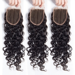 13A Italy curl #1b 4*4 Lace Closure 8-20 Inch Brazilian Virgin Wave Hair(Free Part, Middle Part & Three Part )