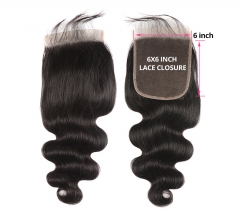 【Customize in 7 days】12A 8-20 Inch #1b 6*6 Lace Closure Brazilian Body wave Virgin(Free Part, Middle Part & Three Part )