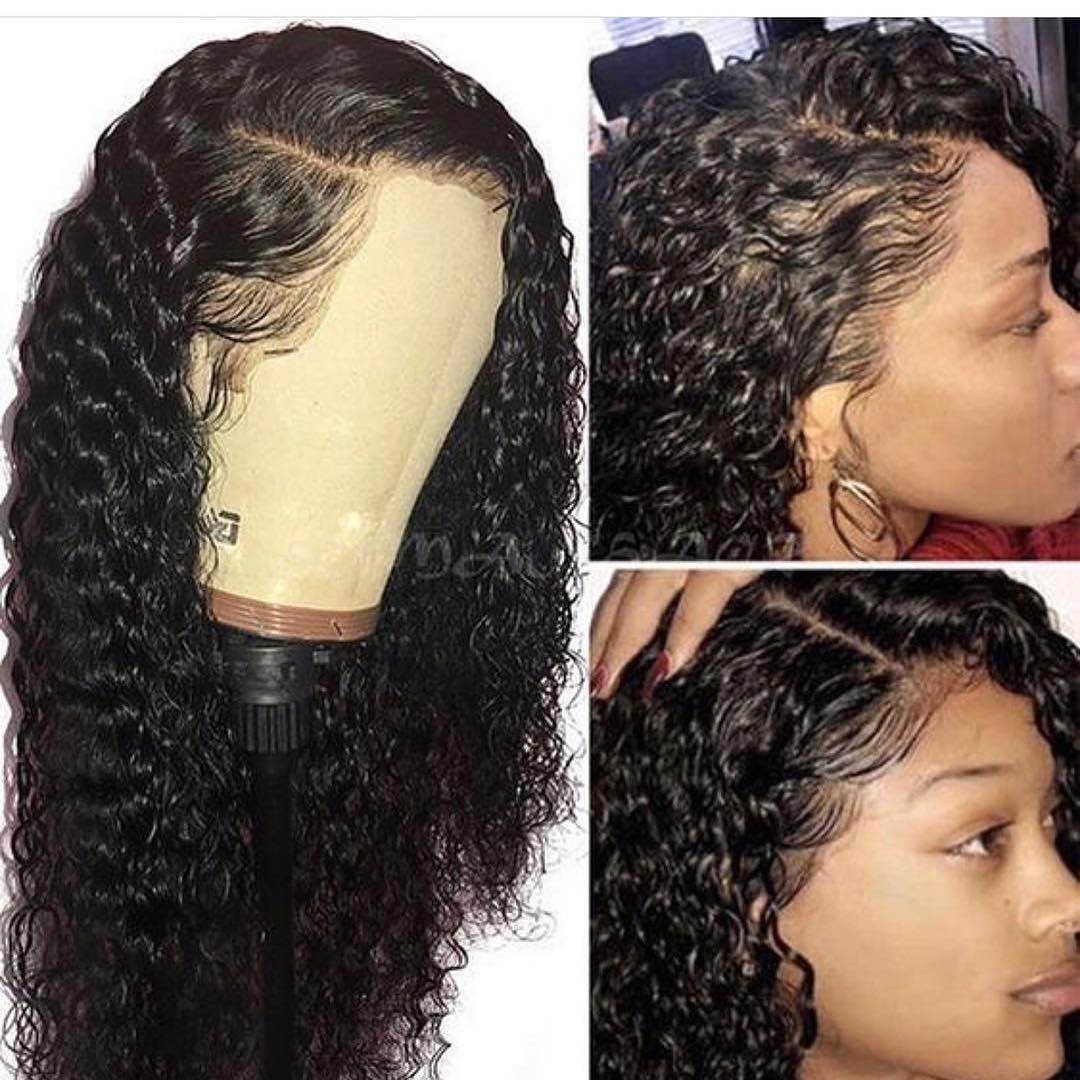 Elfin Deep Wave Preplucked 13*6 Lace Frontal Wig Natural Black Virgin Hair 10-24inch Customize in 7 working days