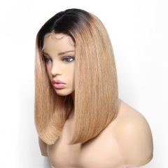 Customize 15 working Days! #1b-27 Ombre Straight 13x4 Wig Lace Frontal Wig Human Virgin Hair Super Grade 150% Density