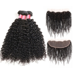 12A 【3PCS+13*4 Lace Frontal】Peruvian Deep Curly Hair Unprocessed Virgin Hair With 1PC Lace Closure