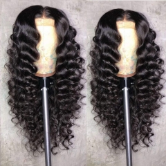 Elfin Preplucked 13*6 Loose wave 10-24inch Lace Frontal 150% Density Natural Lace Wig Black Virgin Hair