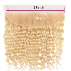 13A【 1PC Frontal】613  Deep Wave 10-20 Inch Blonde 13*4 Lace frontal  (Free Part, Middle Part & Three Part) Customized 15 Working Days