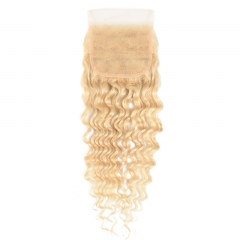 13A【 1PC Closure】613 Deep Wave 10-20 Inch Blonde Brown Lace 4*4 Lace closure  (Free Part, Middle Part & Three Part)