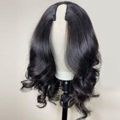 Elfin Hair U Part Wig Glueless Wig 250% Density Human Hair Full Machine-made Wig