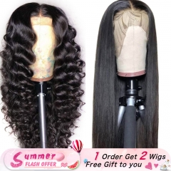 ❤Special Offer!!16inch Two Wig Sale【2 Wigs In One Order】150% Density 13*4/13*6  Loose Wave & Straight Frontal Wig.