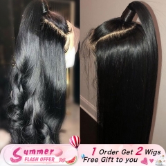 ❤13x6 Lace Wig Can Make Ponytail【2 Wigs In One Order】10inch-16inch 13*6 Transparent Lace Straight /Body Wave 150% Density Lace Frontal Wig
