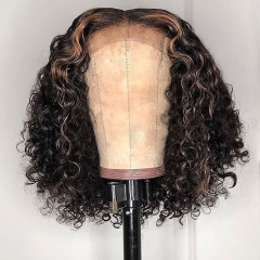 Elfin Hair Highlight-1b-27 Bob 4*4 Lace Wig 250% Density Wig Straight/Deep Wave Curly Hair Customize Wig 7 Days