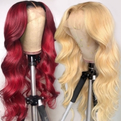 ❤Summer Color Wig Offer!!【2 Wigs In One Order】4*4 1b-99j & 613 Color 30inch 250% Density Straight & Body Wave Closure Wig. One Order Get Two Wigs!!