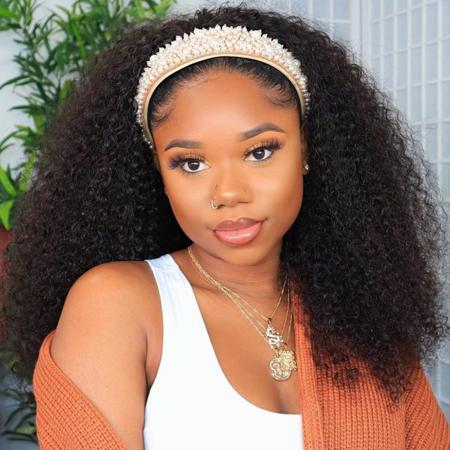 kinky curly headband wigs