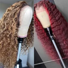 【Combination Deal】2 Wigs In One Order Highlight Honey Blonde /Burgundy Colored Deep Wave Curly/Straight/Loose Wave 10-24inch Colored Hai