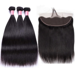 12A 【3PCS+13*4 Lace Frontal】Malaysian Straight Hair Unprocessed Virgin Hair With 1PC Lace Closure
