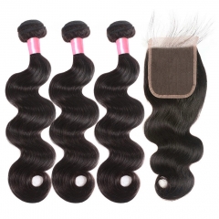 Elfin Hair 12A 【3PCS+ HD Invisible 5*5 Lace closure】Body Wave Hair Unprocessed Virgin Hair With 1PC Thin Lace HD Lace Closure Free Shipping