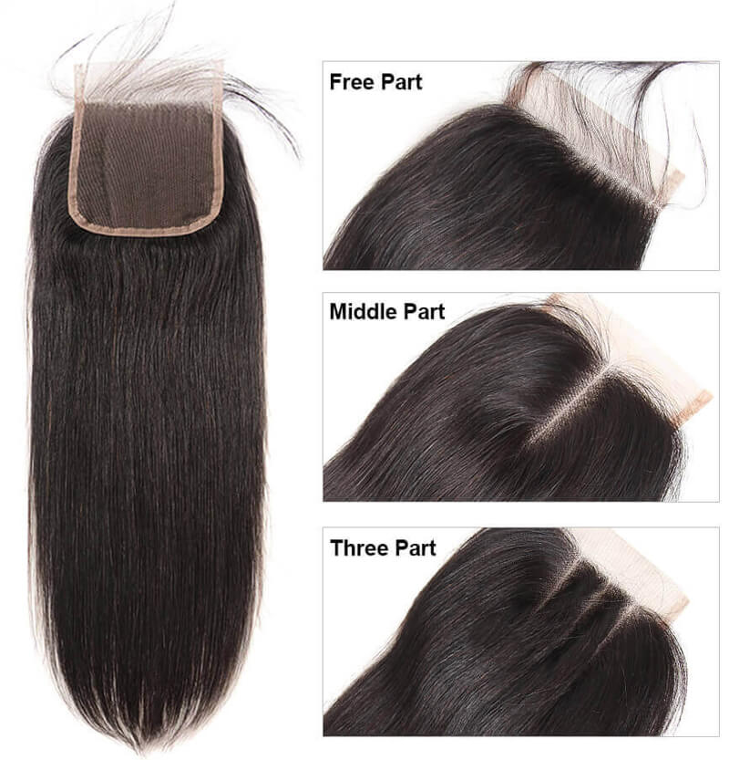 Nadula Body Wave 4x4 Lace Closure Three Part Middle Part And Free Part  Virgin Human Hair Lace Closure