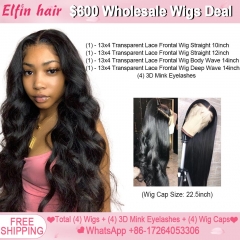 【13A】Wholesale 13*4 Transparent Lace Frontal Wigs $600 $1000 Deal