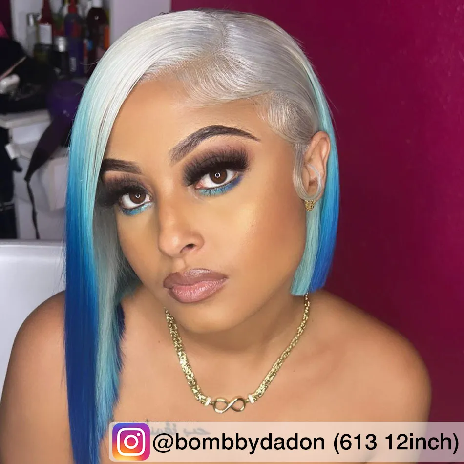blue highlight bob wig