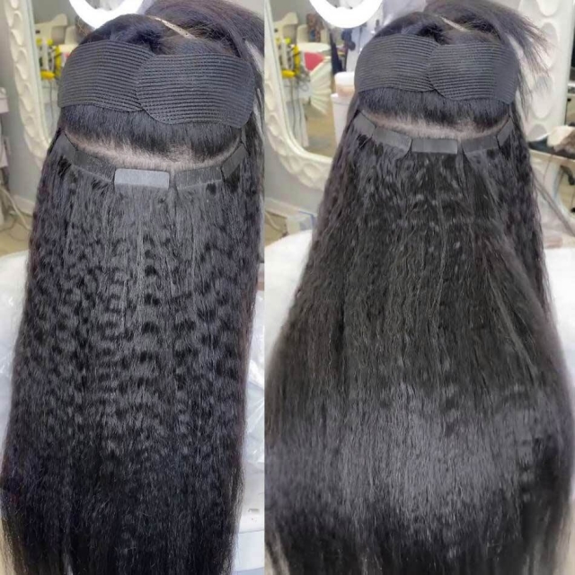 kinky straight tape in hair extensions 