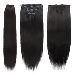 [Seven Textures] Clip-In Hair Extensions Set of 5pcs/8pcs/10pcs Natural Black Full Head High-Quality Clip In Human Hair Extension 12Inch-30 Inch