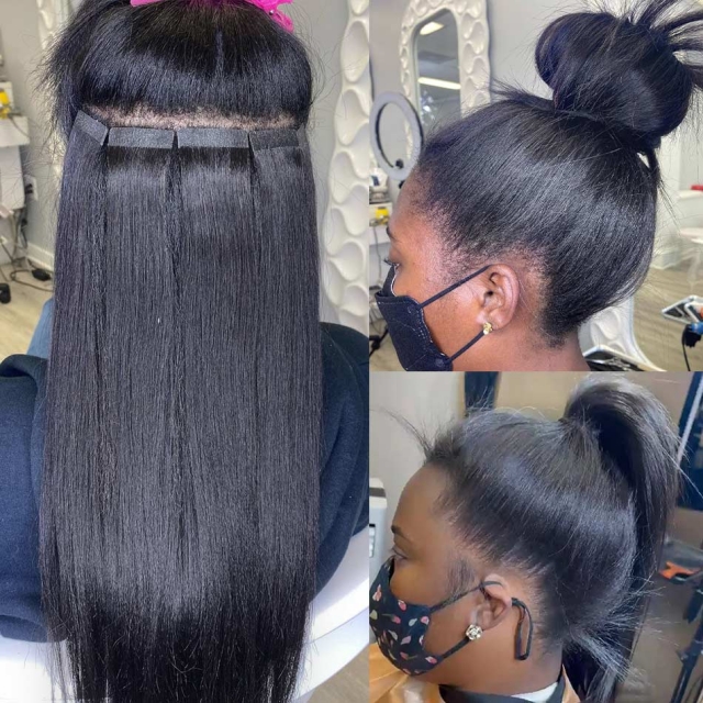 tape-in extensions ponytail/ top knot