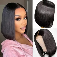 HD/Transparent Lace 4*4/5*5 Bob Lace Closure Wig 14inch IN STOCK 250% Density Lace Wig Straight Hair Customize 3 days 