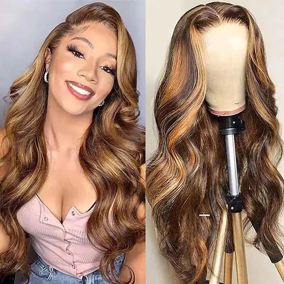 brown highlight wig for black women