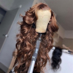 【New In】13A Dark Chocolate Brown Color Body Wave 13*4 Transparent Lace Frontal Wig 200% /250% Density Soft Lace Frontal Wig Free Shipping