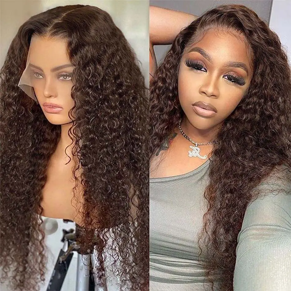 brown deep wave wig