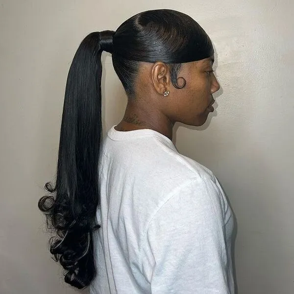 side-swept ponytail