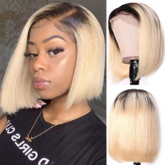 Elfin Hair 1b-613 Blonde 4*4/13*4 Lace Closure Wig Straight/Body Wave 250% Density Bob Wig Lace Frontal Wig