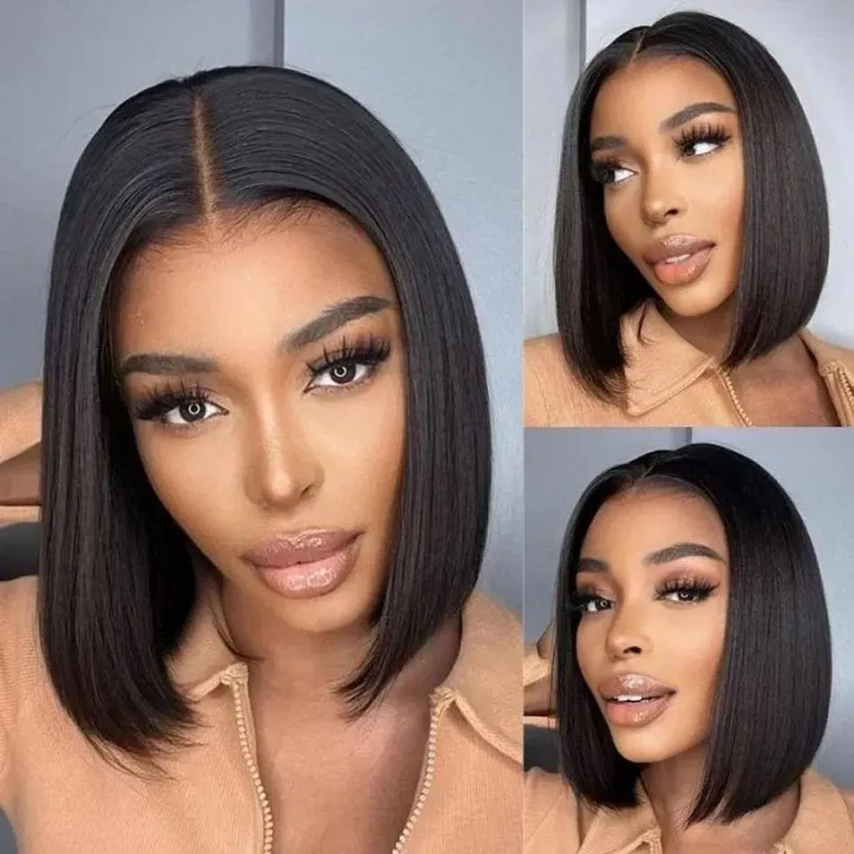 black straight bob lace wig