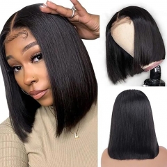 【New In】One Donor 14A Elfin Hair 4*4 Lace Closure Bob Wig Straight Hair 250% Density Transparent Lace Wig Free Shipping