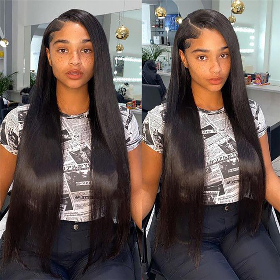 sleek straight side part quick weave 