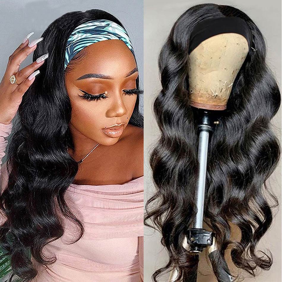 Elfin Hair Body Wave Headband Wig Machine-made Wig Sport Wig For Black  Women 250% Density Full Hair No Glue No Gel Headband Wig