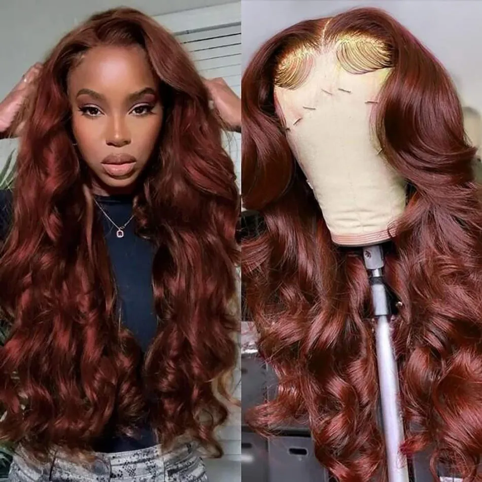 copper red body wavy hair