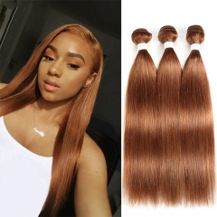 Elfin Hair 3 Bundles Straight Hair Double Weft From One Single Donor Deal #30 Brown Hair 100% Human Virgin Hair Extension