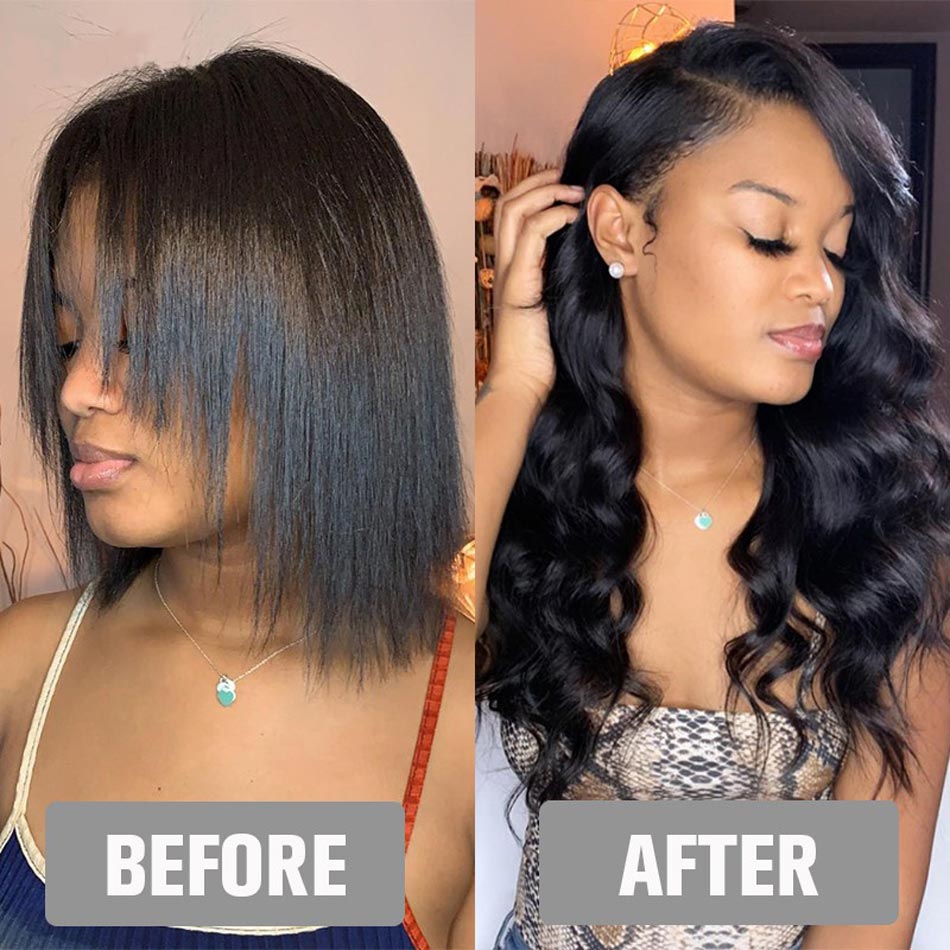 Hair extensions very short 2024 hair before and after