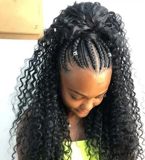 fulani braids with curls