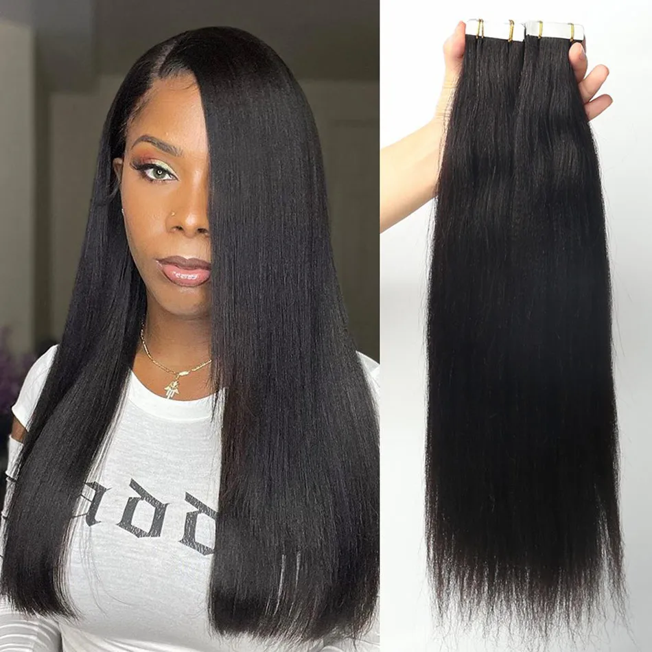 sleek and straight tape-in extensions