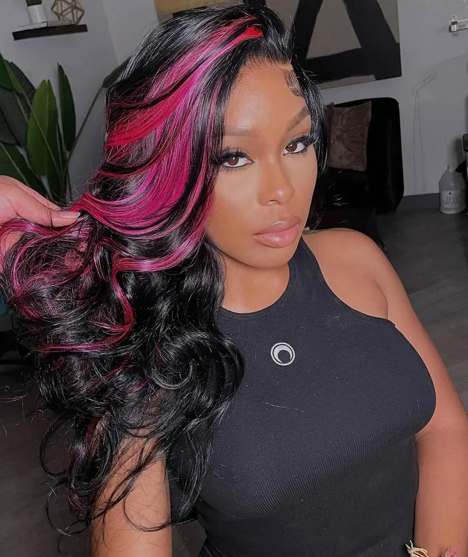 red highlight wig