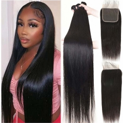 12A 【3PCS+ HD 5*5 Invisible Thin Lace closure】Malaysian Straight Hair Unprocessed Virgin Hair With 1PC HD Lace Closure