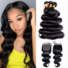 12A 【3PCS+ HD 5*5 Invisible Thin Lace closure】Malaysian Body Wave Hair Unprocessed Virgin Hair With 1PC HD Lace Closure
