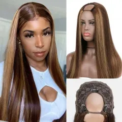 Elfin Hair P4/27 Highlight Wig U Part Wig Glueless Wig 200%/250% Density Human Hair Full Machine-made Wig