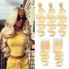 【13A 3+4*4 Lace Closure】 Brazilian 613 Body Wave 3 Bundles With Body Wave Closure Virgin Hair Extensions