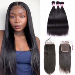 12A 【3PCS+ HD Lace 5*5 】Straight Hair Unprocessed Virgin Hair With 1PC Thin Lace HD Lace Closure