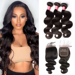 Elfin Hair 12A 【3PCS+ HD Invisible 5*5 Lace closure】Body Wave Hair Unprocessed Virgin Hair With 1PC Thin Lace HD Lace Closure Free Shipping