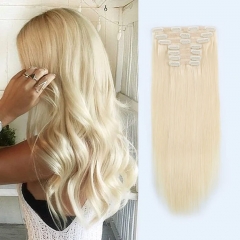 [Seven Textures] 613 Blonde Clip-In Hair Extensions Set of 5pcs/8pcs/10pcs Full Head High-Quality Clip In Human Hair Extension 12Inch-30 Inch