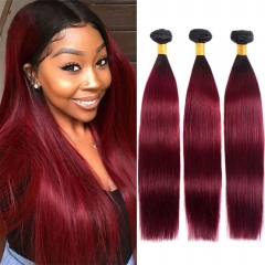 Elfin Hair 1b/99j Burgundy Color Hair Bundles 100% Human Virgin Hair Extension