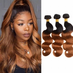 Elfin Hair 1b/30 Ombre Brown Color Hair Bundles 100% Human Virgin Hair Extension