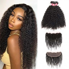 12A 【3PCS+13*4 Lace Frontal】Brazilian Deep Curly Hair Unprocessed Virgin Hair With 1PC Lace Closure Free Shipping