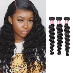 Elfin Hair Loose Deep wave 3PCS Brazilian Hair 12A 8-30inch Hair 100% Human Virgin Hair Extensions Natural 1B Color